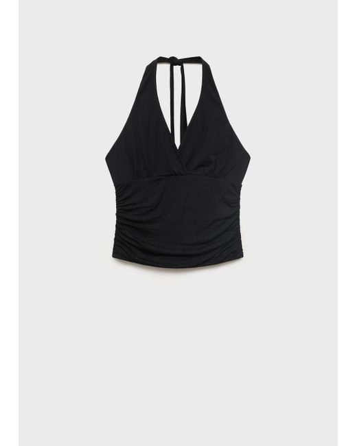 Mango Blue V-Neck Top With Open Back