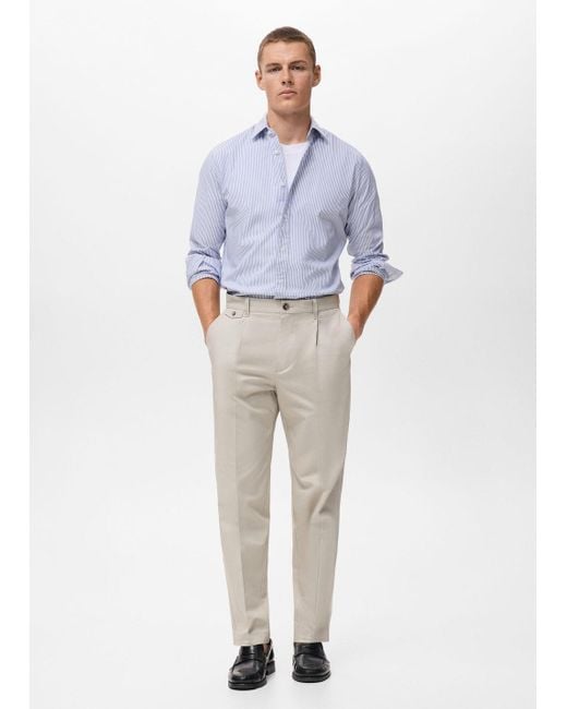 Mango Blue 100% Cotton Kodak Striped Shirt for men