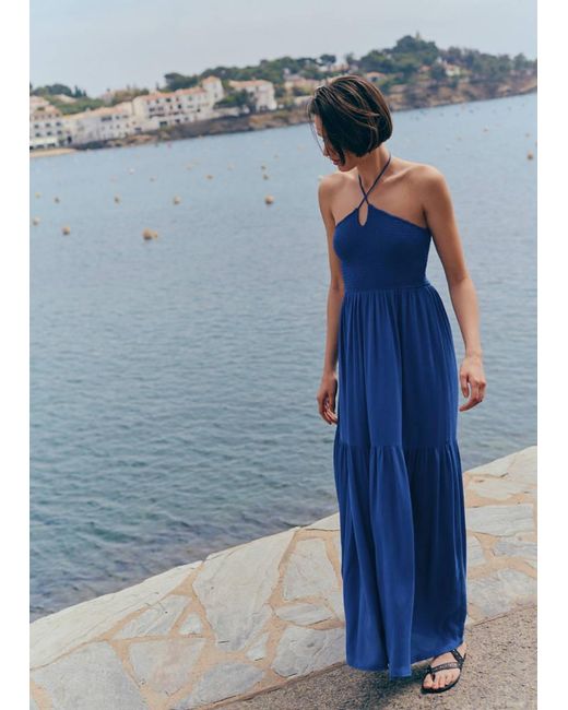 MANGO TEEN Blue Halter Panel Dress