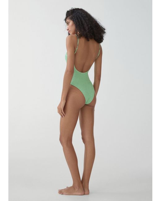 Mango Multicolor Textured Swimsuit With Adjustable Straps