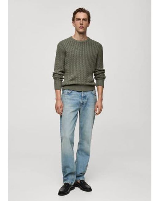 Mango Cable Knit Cotton Blend Sweater Forest in Green for Men Lyst UK
