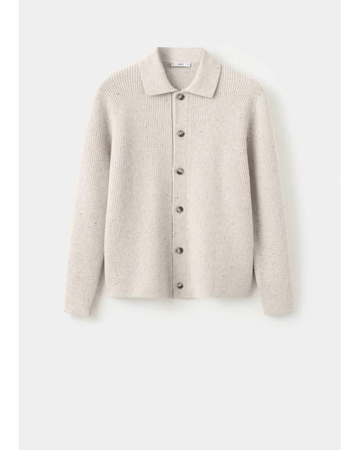 Mango Gray Ribbed Knit Cardigan for men