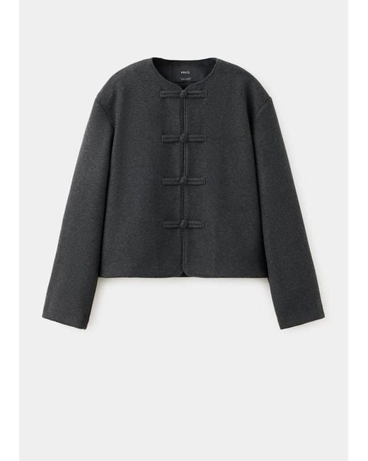 Mango Black Straight-Cut Jacket With Toggle Closures