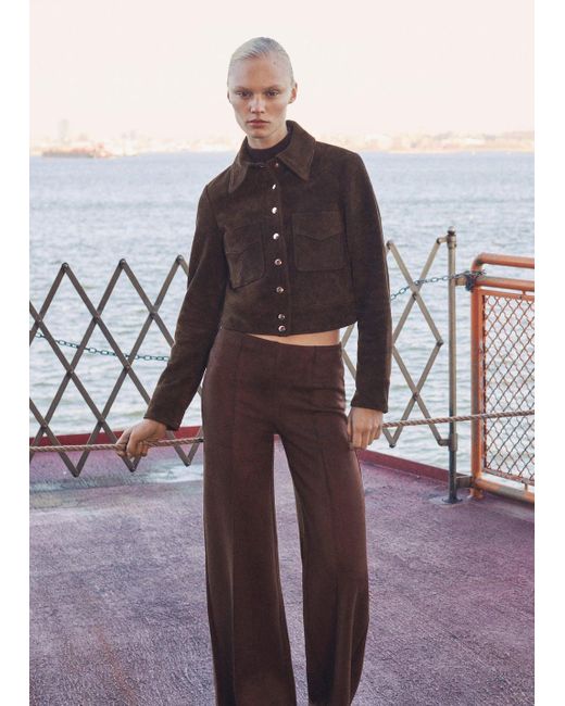 Mango Brown Suede Jacket With Pockets