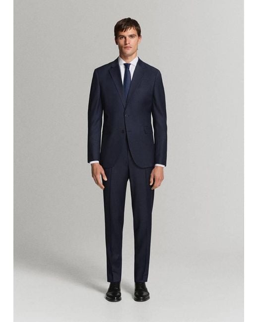 Mango Blue Turin 100% Wool Suit Trousers for men