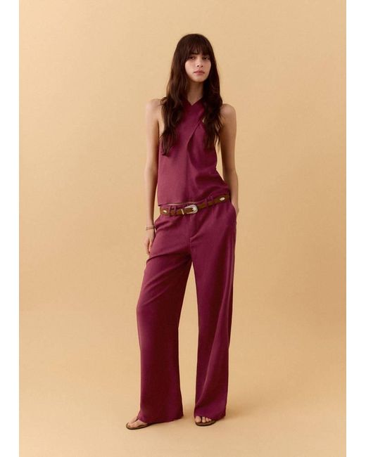 MANGO TEEN Pink Knot Linen Top