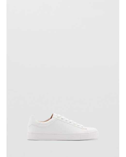 Mango White Lace-Up Panel Sneakers for men