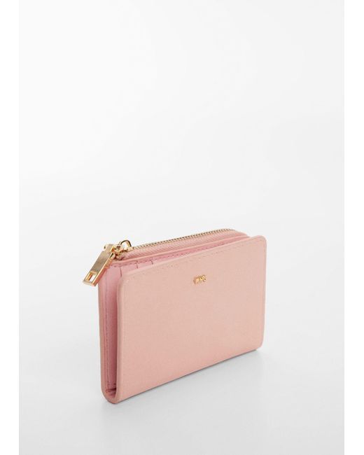 Mango Pink Embossed Wallet With Logo