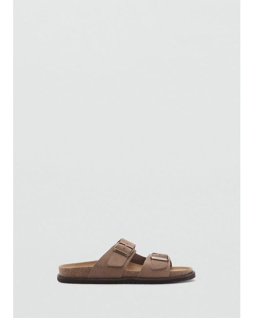 Mango Gray Split Leather Sandals With Buckle for men