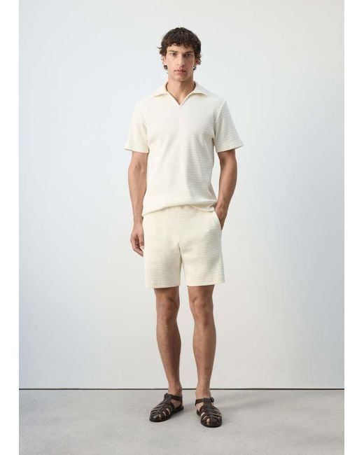 Mango White 100% Cotton Regular-Fit Polo Shirt for men