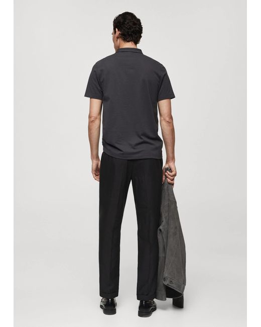Mango Blue Slim-fit Textured Cotton Polo Shirt Dark for men