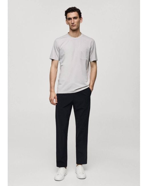 T-shirt slim-fit tasca di Mango in White da Uomo