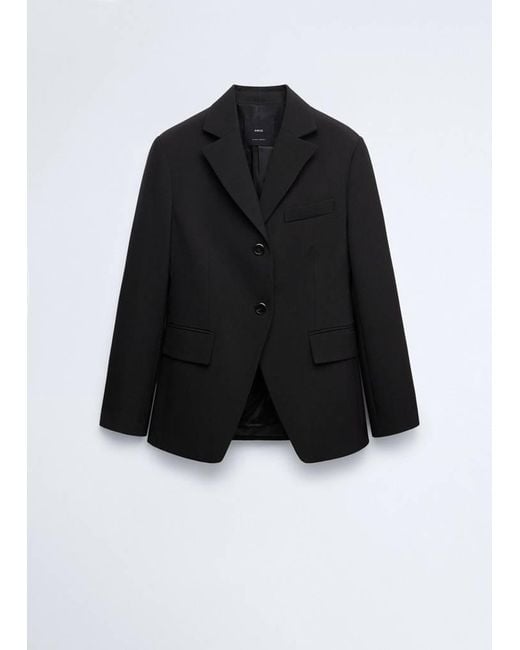 Mango Black Fitted Wool Jacket
