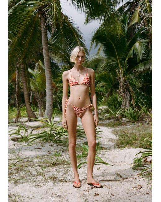 Mango Green Zebra-Print Triangle Bikini Top