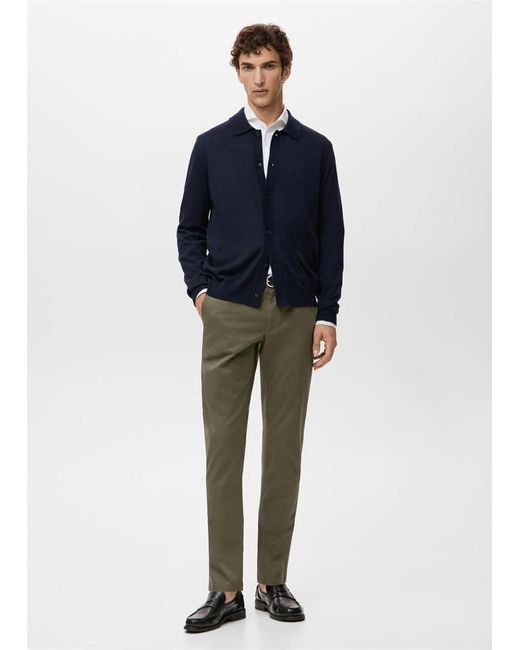 Mango Blue Barna Slim-Fit Twill Chino Trousers for men