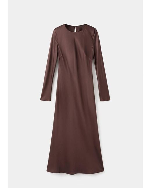 Mango Brown Long Flared Dress