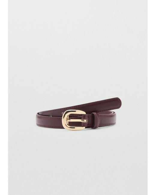 Mango Brown Thin Belt With Metal Buckle