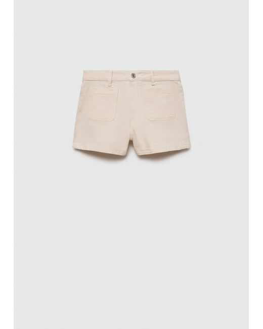 Mango Natural Denim Shorts With Pockets Off