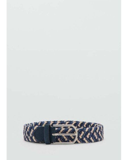 Mango Blue Braided Elastic Coloured Belt for men