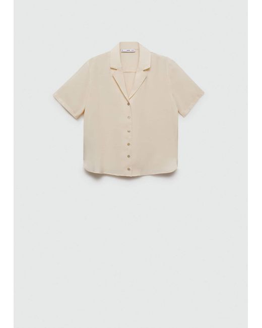 Mango Natural Short-sleeved Satin Shirt
