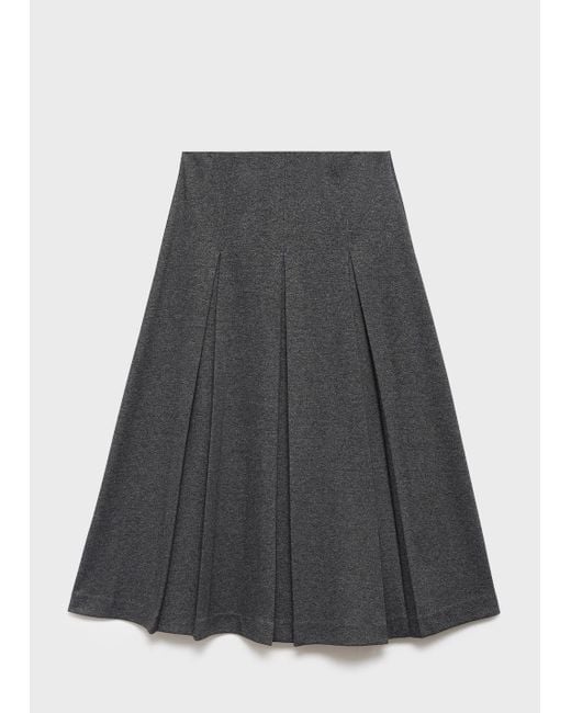 Mango Gray Pleated A-Line Skirt
