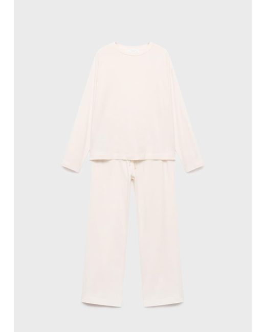 Mango Blue Two-Piece Plain Cotton Pyjamas