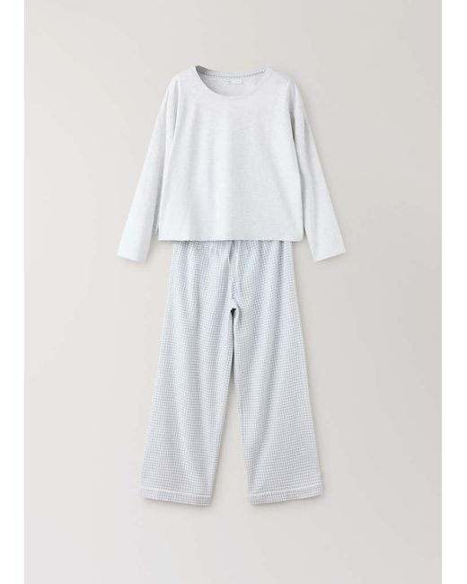 MANGO TEEN White Full Cotton Check Pyjamas