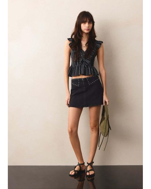 MANGO TEEN Natural Studded Short Skirt