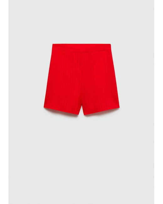 Mango Red Striped Printed Shorts