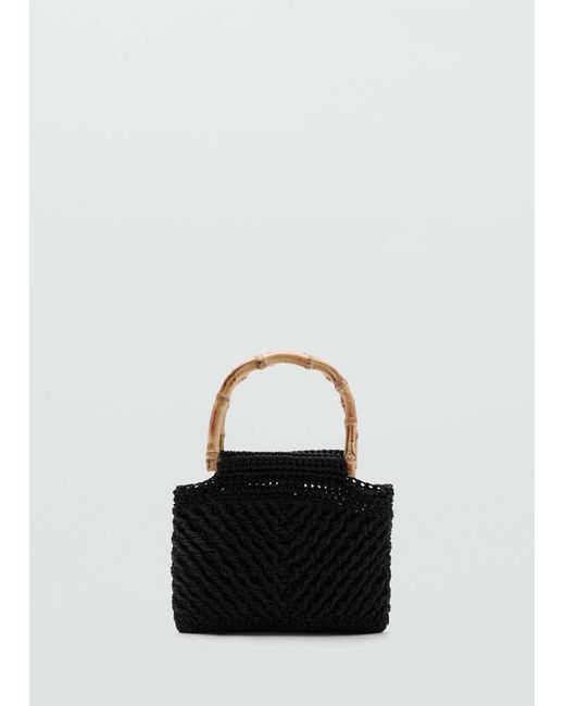Mango Black Bamboo Handle Handbag
