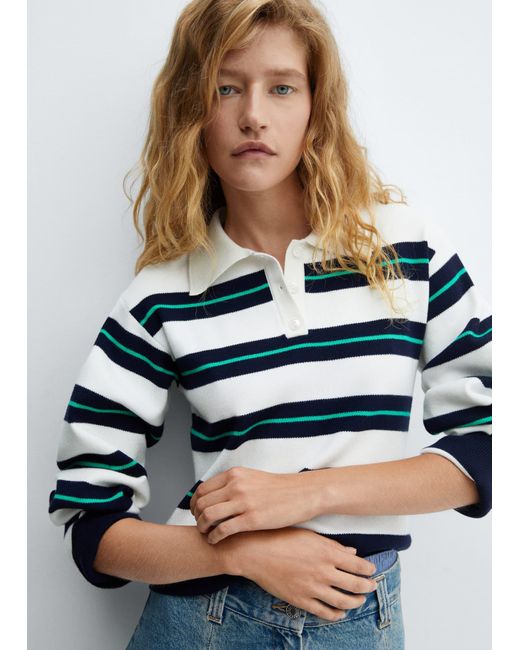 Striped polo hot sale neck womens