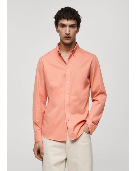 Mango Pink 100% Cotton Regular-fit Shirt for men