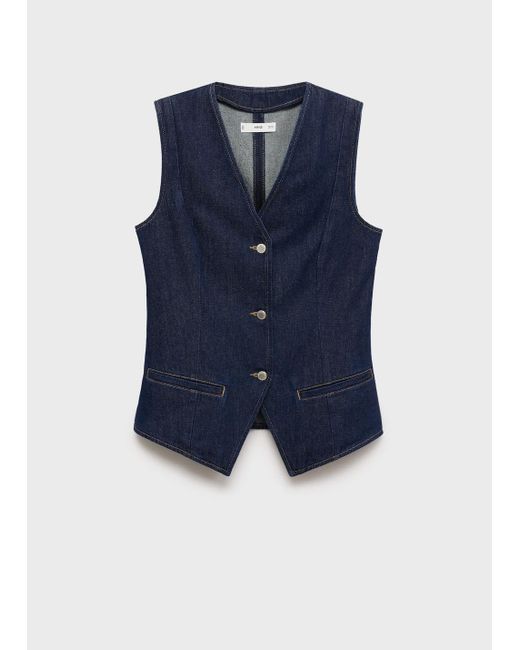 Mango Blue Rinse-Wash Denim Waistcoat