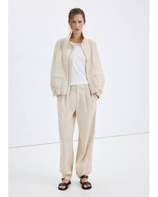 Mango White Lyocell Harem Trousers