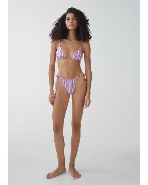 Mango Purple Striped Bikini Top
