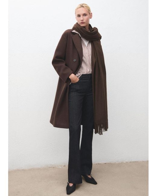 Mango Red Fringed Edge Scarf Chocolate