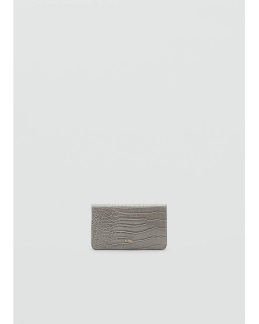 Mango Gray Medium Wallet With Croc Effect