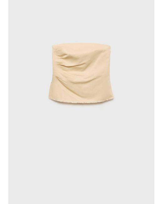 Mango Yellow Strapless Linen-Blend Top