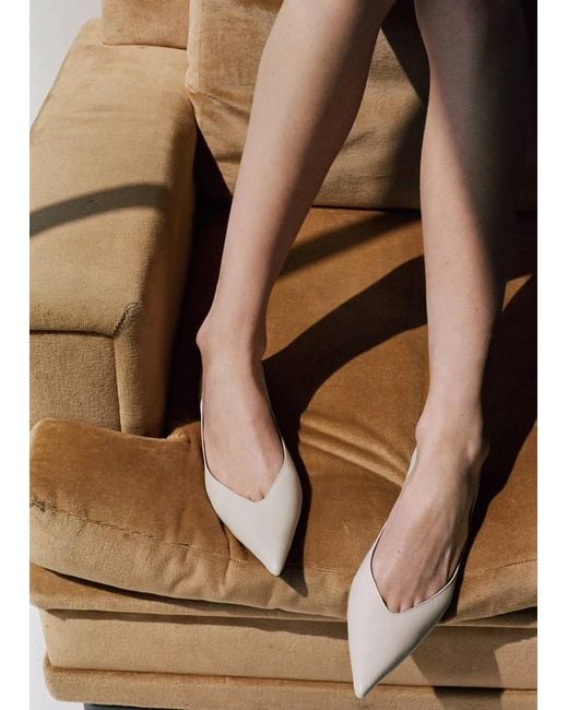 Mango White Kitten Heel Pointed Toe Shoe