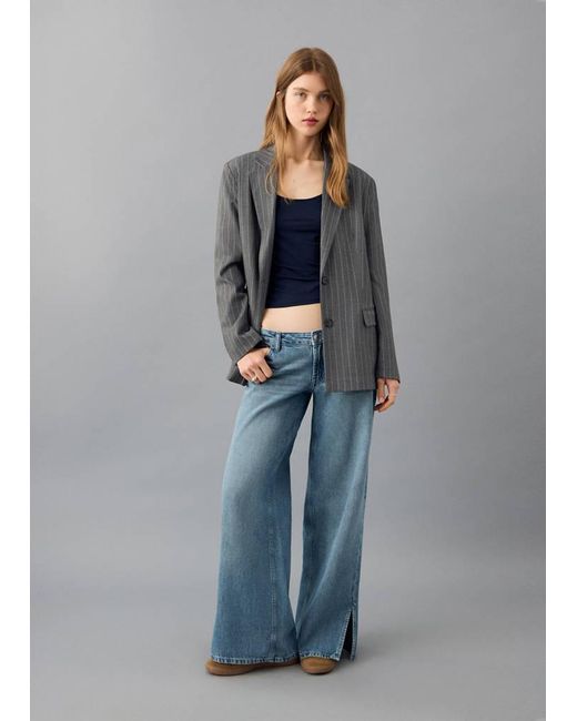 MANGO TEEN Gray Pinstripe Suit Jacket
