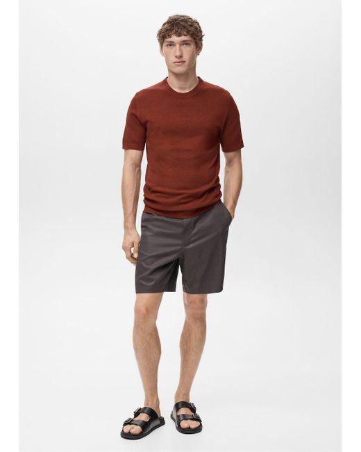 Mango Red Cotton Fine-Knit T-Shirt for men