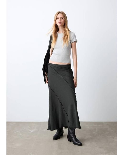 MANGO TEEN White Long Skirt With Distressed Details