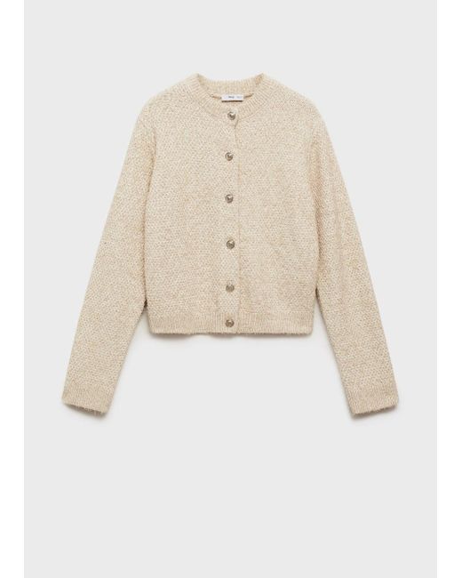 Mango Blue Chunky-Knit Jacket With Buttons