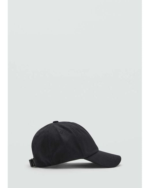 Mango White Cotton Visor Cap for men