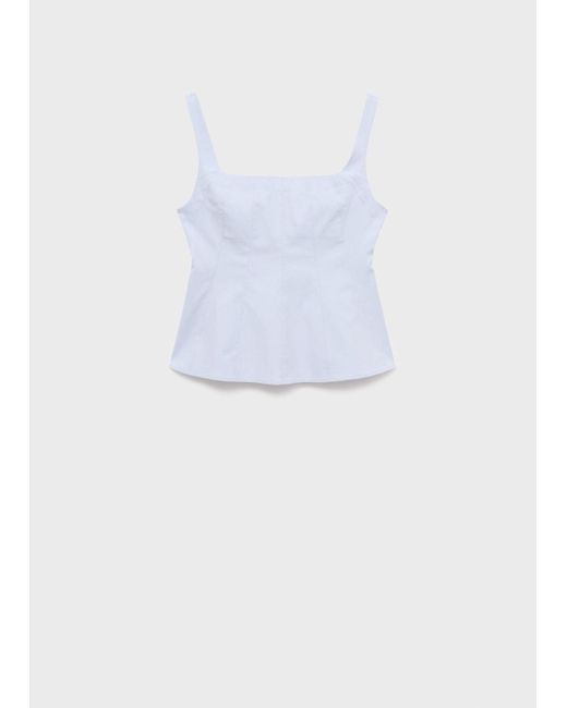 Mango Blue Cotton A-Line Top
