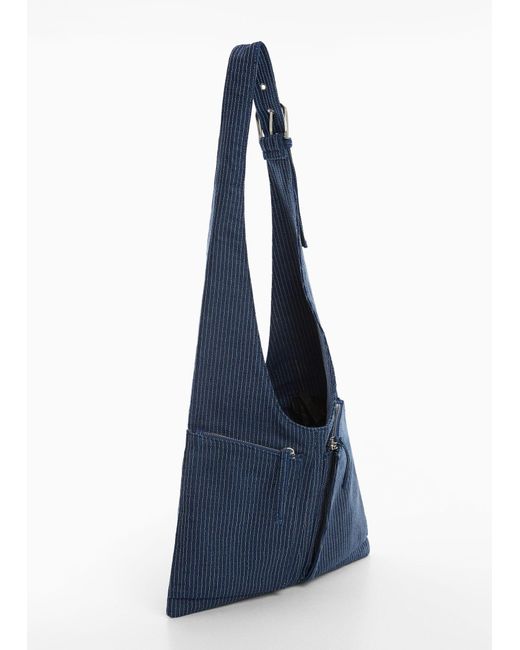Mango Blue Denim Bag With Pockets Dark