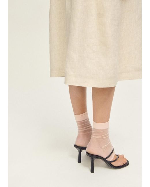 Mango Natural Thin Veiled Socks With Opening