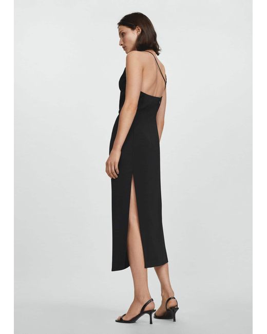 Mango Black Asymmetric Neckline Dress