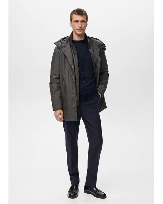 Mango Blue Detachable Water-Repellent Padded Parka for men