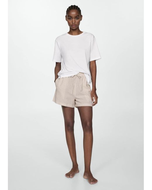 Mango White Gingham-Check Two-Piece Pyjamas